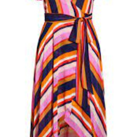 City Chic NWT Gelato Wrap Dress in Navy Stripe Combo Large - Picture 7 of 8